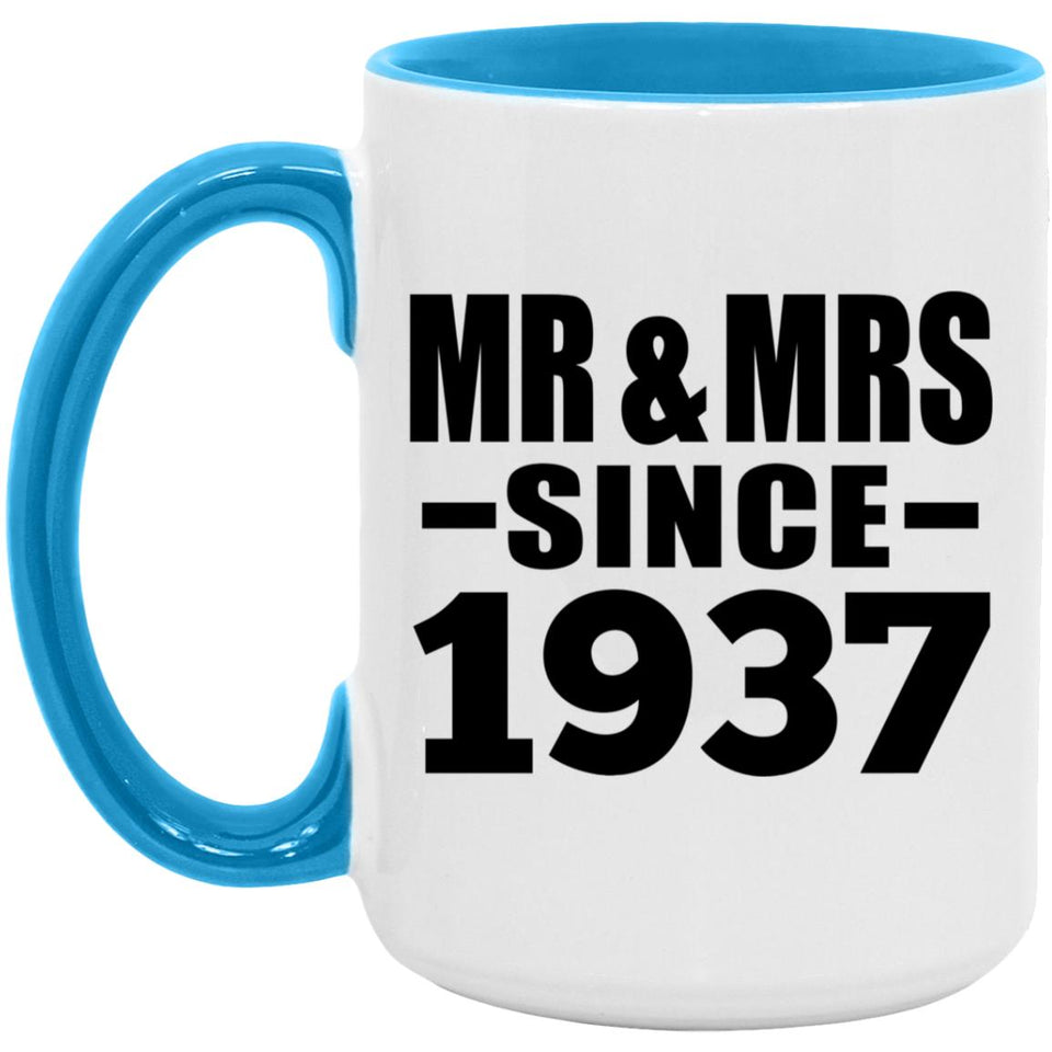 87th Anniversary Mr & Mrs Since 1937 - 15oz Accent Mug Blue