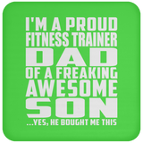 Proud Fitness Trainer Dad Of Awesome Son - Drink Coaster