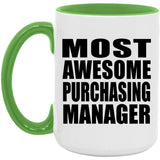 Most Awesome Purchasing Manager - 15oz Accent Mug Green