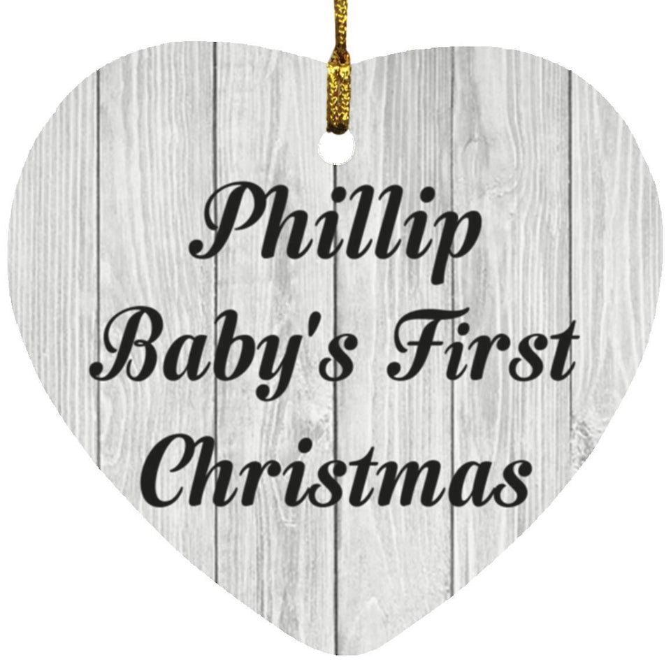 Phillip Baby's First Christmas - Heart Ornament F