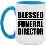 Blessed Funeral Director - 15oz Accent Mug Blue