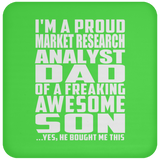 Proud Market Research Analyst Dad Of Awesome Son - Drink Coaster