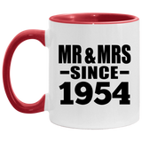 70th Anniversary Mr & Mrs Since 1954 - 11oz Accent Mug Red