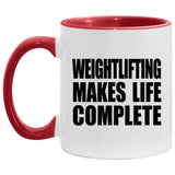 Weightlifting Makes Life Complete - 11oz Accent Mug Red