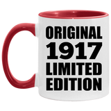 107th Birthday Original 1917 Limited Edition - 11oz Accent Mug Red