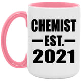 Chemist Established EST. 2021 - 15oz Accent Mug Pink
