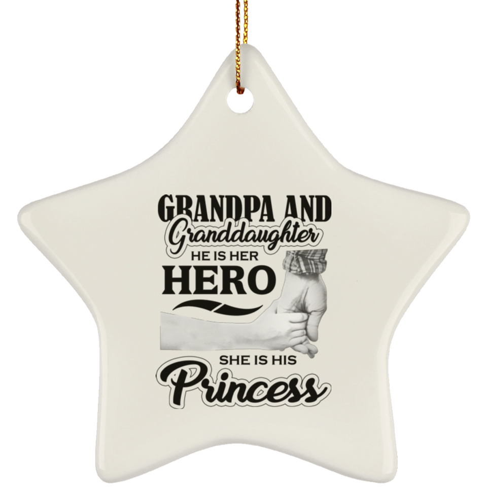 Grandpa & Granddaughter, He is Her Hero, She is His Princess - Star Ornament