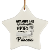 Grandpa & Granddaughter, He is Her Hero, She is His Princess - Star Ornament