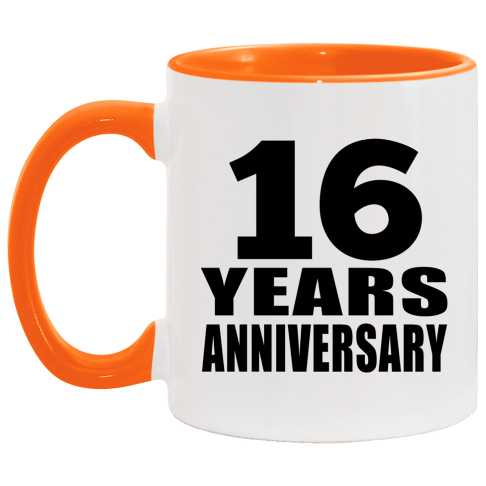 16th Anniversary 16 Years - 11oz Accent Mug Orange
