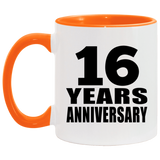 16th Anniversary 16 Years - 11oz Accent Mug Orange