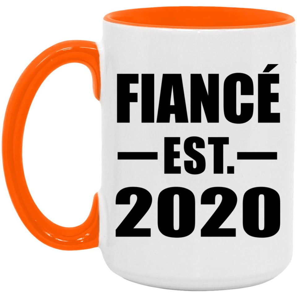 Fiance Established EST. 2020 - 15oz Accent Mug Orange