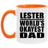 Lester World's Okayest Dad - 11oz Accent Mug Orange