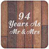 94th Anniversary 94 Years As Mr & Mrs - Drink Coaster E