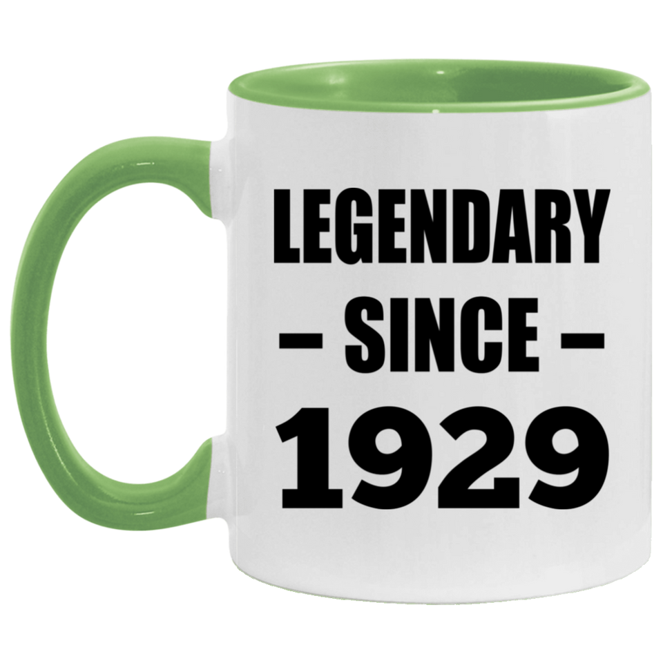 95th Birthday Legendary Since 1929 - 11oz Accent Mug Green