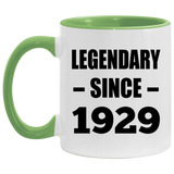95th Birthday Legendary Since 1929 - 11oz Accent Mug Green