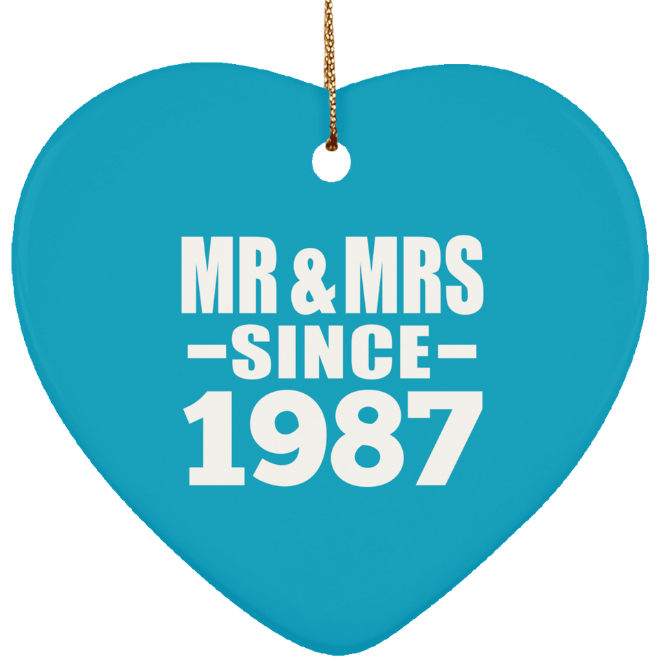 37th Anniversary Mr & Mrs Since 1987 - Heart Ornament
