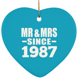 37th Anniversary Mr & Mrs Since 1987 - Heart Ornament