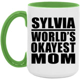 Sylvia World's Okayest Mom - 15oz Accent Mug Green