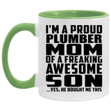Proud Plumber Mom Of Awesome Son - 11oz Accent Mug Green