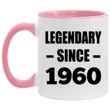 64th Birthday Legendary Since 1960 - 11oz Accent Mug Pink