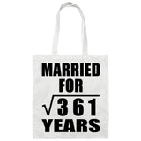 19th Anniversary Married For Square Root of 361 Years - Tote Bag White
