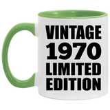 54th Birthday Vintage 1970 Limited Edition - 11oz Accent Mug Green