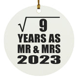 3rd Anniversary Square Root of 9 Years As Mr & Mrs 2023 - Circle Ornament