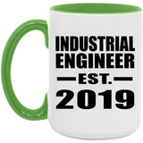 Industrial Engineer Established EST. 2019 - 15oz Accent Mug Green