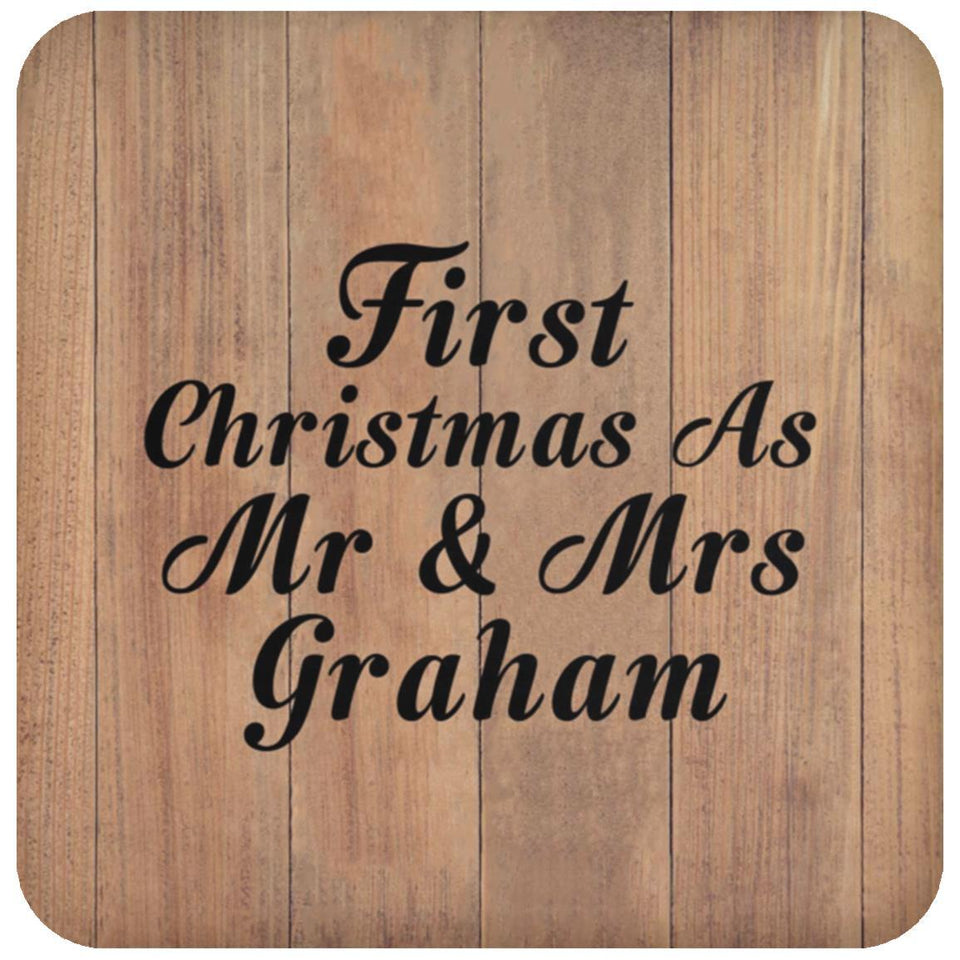 First Christmas As Mr & Mrs Graham - Drink Coaster C