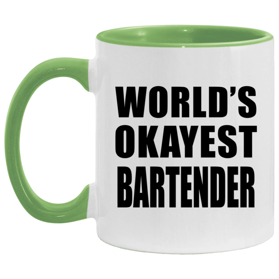 World's Okayest Bartender - 11oz Accent Mug Green