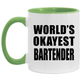 World's Okayest Bartender - 11oz Accent Mug Green