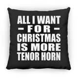 All I Want For Christmas Is More Tenor Horn - Throw Pillow Black