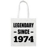 50th Birthday Legendary Since 1974 - Tote Bag White