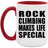 Rock Climbing Makes Life Special - 15oz Accent Mug Red