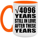 64th Anniversary Square Root of 4096 Years Still In Love - 15oz Accent Mug Orange