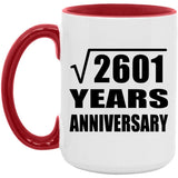 51st Anniversary Square Root of 2601 Years Anniversary - 15oz Accent Mug Red