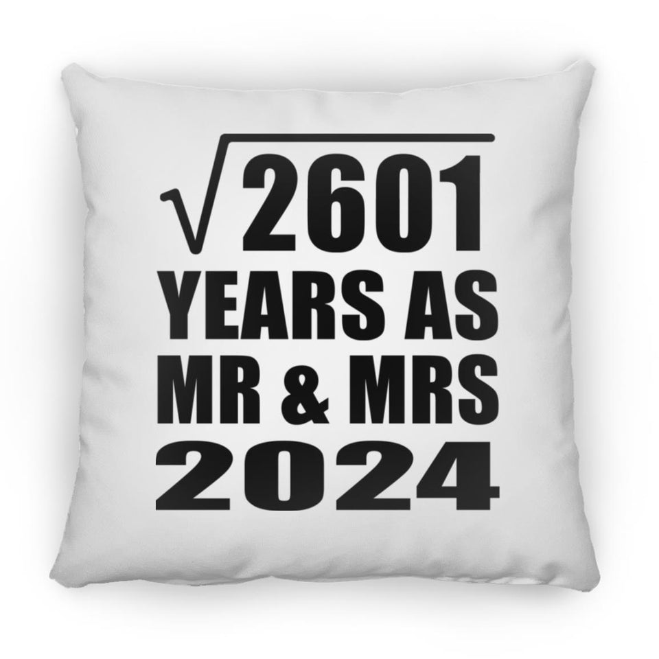 51st Anniversary Square Root of 2601 Years As Mr & Mrs 2024 - Throw Pillow