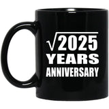 45th Anniversary Square Root of 2025 Years Anniversary - 11oz Coffee Mug Black