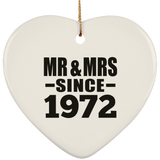 52nd Anniversary Mr & Mrs Since 1972 - Heart Ornament
