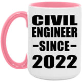 Civil Engineer Since 2022 - 15oz Accent Mug Pink