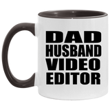 Dad Husband Video Editor - 11oz Accent Mug Black