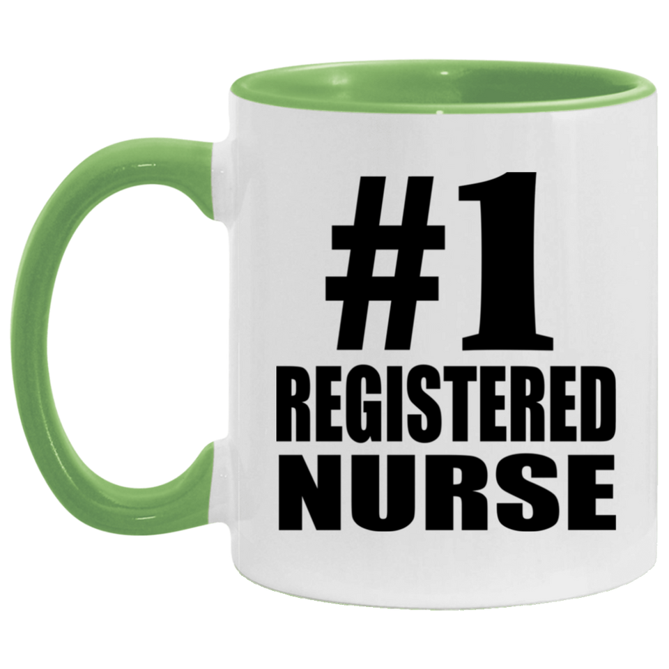 Number One #1 Registered Nurse - 11oz Accent Mug Green
