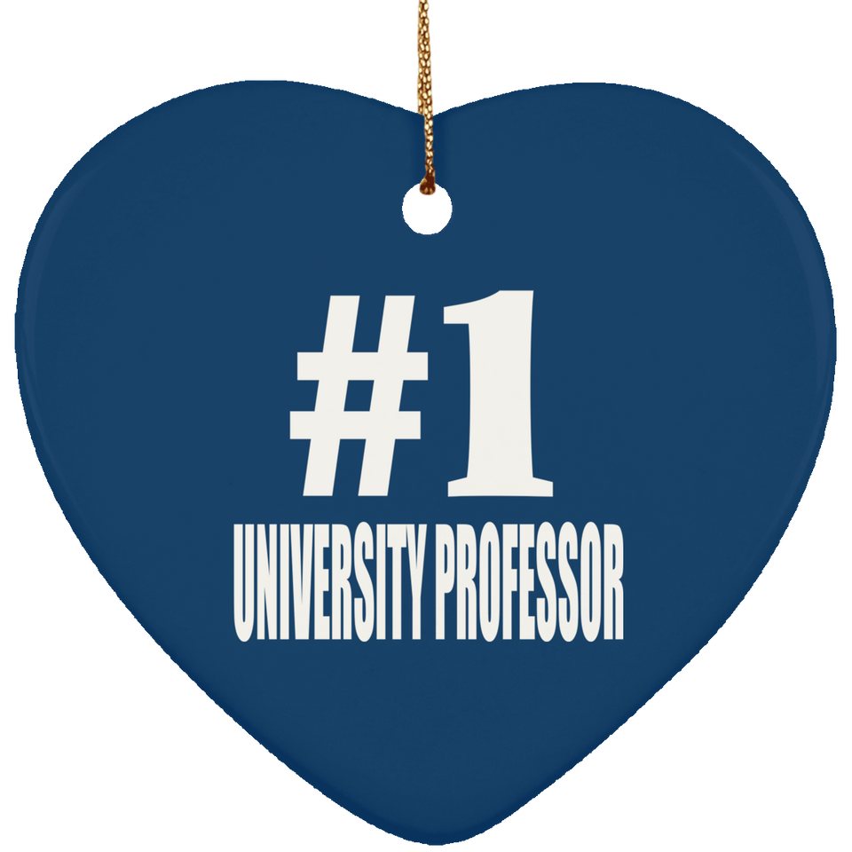 Number One #1 University Professor - Heart Ornament
