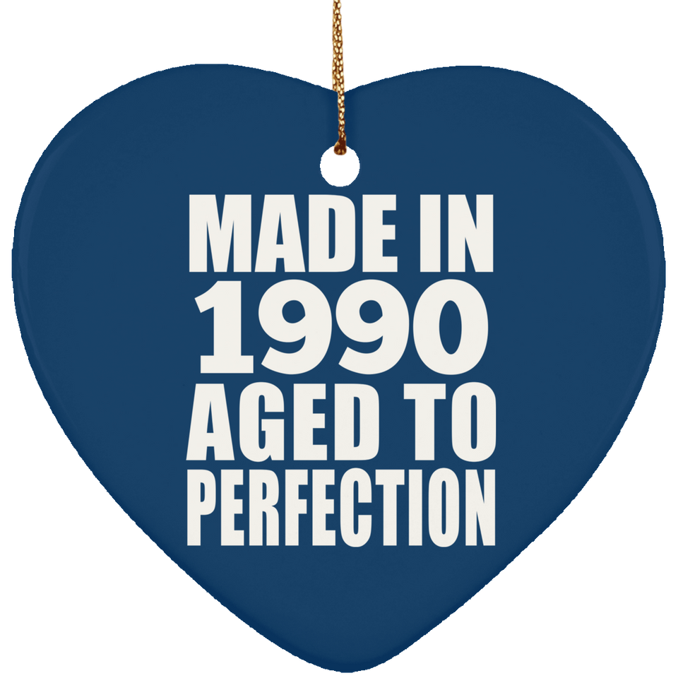 34th Birthday Made In 1990 Aged to Perfection - Heart Ornament