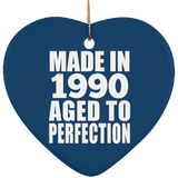 34th Birthday Made In 1990 Aged to Perfection - Heart Ornament