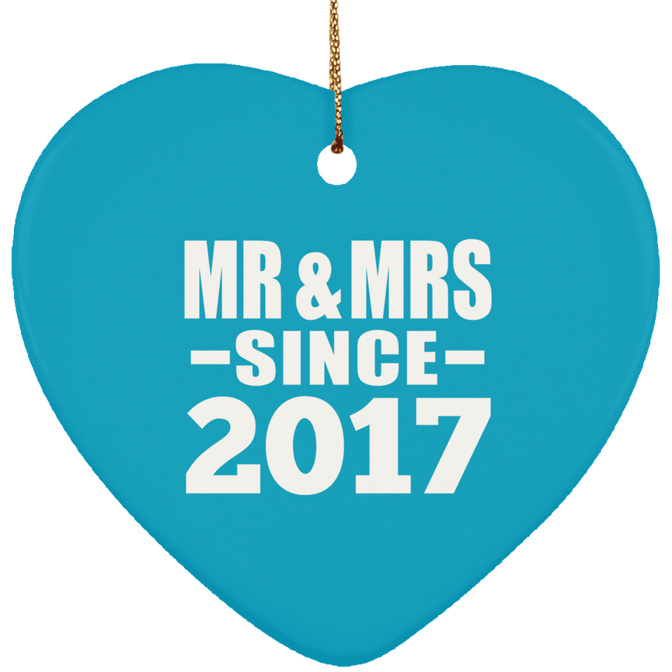 7th Anniversary Mr & Mrs Since 2017 - Heart Ornament