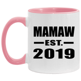 Mamaw Established EST. 2019 - 11oz Accent Mug Pink
