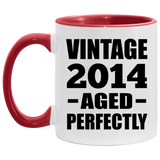 10th Birthday Vintage 2014 Aged Perfectly - 11oz Accent Mug Red