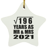 14th Anniversary Square Root of 196 Years As Mr & Mrs 2021 - Star Ornament