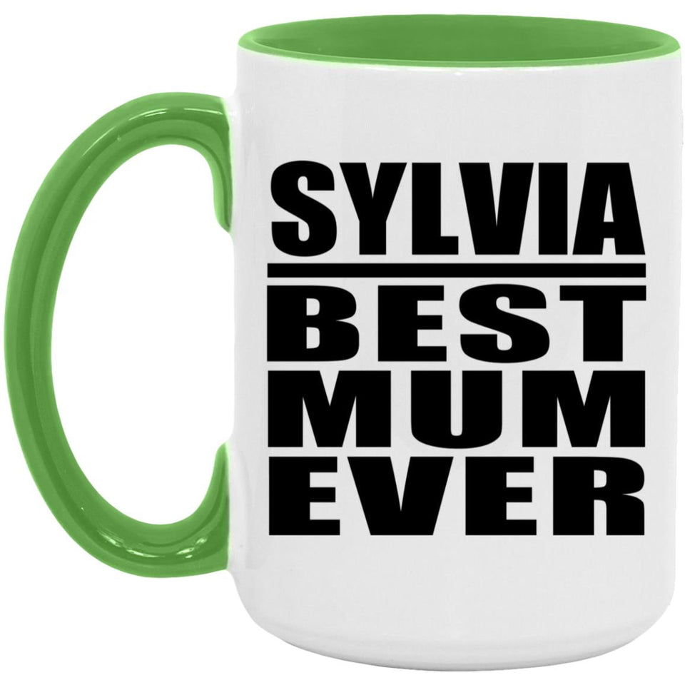 Sylvia Best Mum Ever - 15oz Accent Mug Green